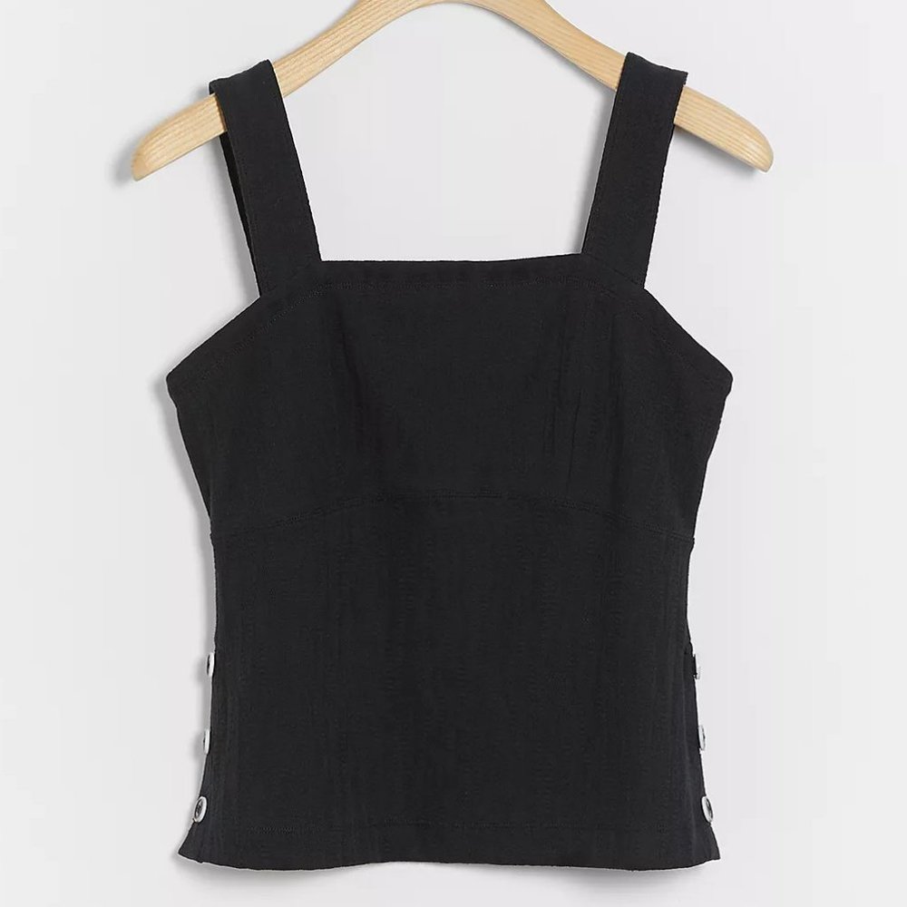 NWT Anthropologie Maeve Callie Black Button-Side Tank MD